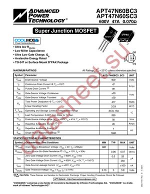 APT47N60SC3G datasheet  